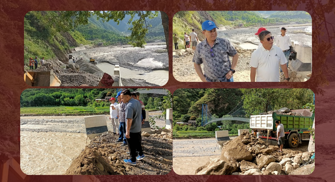 रोशीको बाढीले बगाएको बिपी राजमार्ग मर्मत सुरु