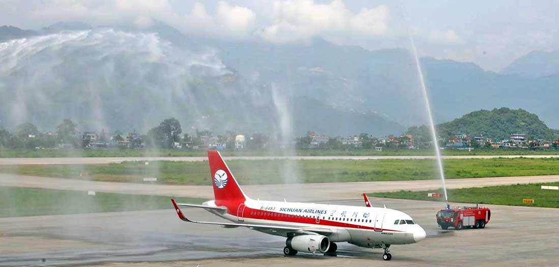 पोखरा विमानस्थलबाट पहिलो अन्तर्राष्ट्रिय उडान