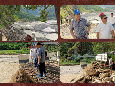 रोशीको बाढीले बगाएको बिपी राजमार्ग मर्मत सुरु