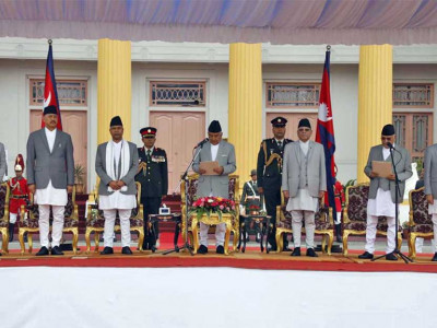 नवनियुक्त प्रधानमन्त्री ओलीद्वारा शपथग्रहण