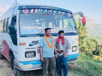 बागमती गाउँपालिकाको बगाहमा पहिलोपटक बस सेवा सञ्चालन