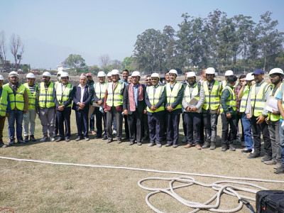 मन्त्री सिंह र चौधरीले गरे टियू क्रिकेट मैदान क्षेत्रको अवलोकन