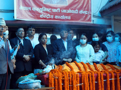 दाहालको पार्थिव शरीर श्रद्धाञ्जलीका लागि पेरिसडाँडामा